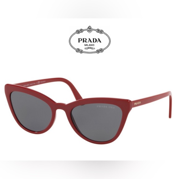 PRADA Catwalk Cat Eye Red Sunglasses Retro Vintage - Picture 1 of 7